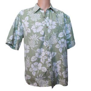 Cooke Street Honolulu Mens Green Short Sleeve Shirt 100% Cotton Large